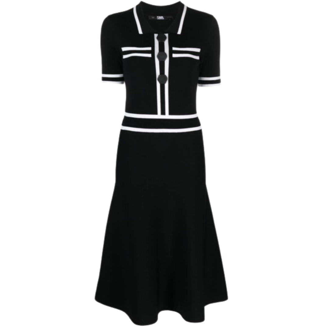 KARL LAGERFELD CONTRASTING TRIM DRESS PRISHAV KARL LAGERFELD CONTRASTING TRIM DRESS PRISHAV